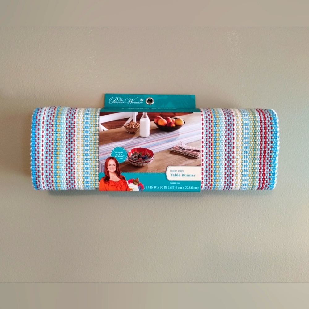 The Pioneer Woman Chunky Stripe Table Runner, Multi-Color, 14"W x 90"L, NEW!